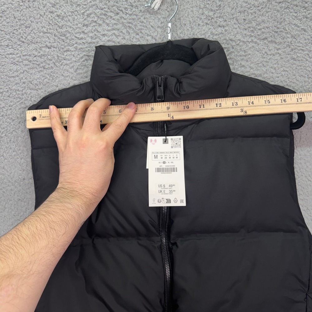 Zara Puffer Vest Womens M Black Water Repellent‎ Windproof Outdoor Layer Basic - Picture 10 of 13